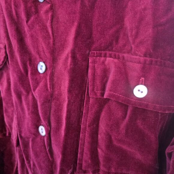 Koos Of Course Womens 1X Velvet Top Tunic Burgundy Black Cactus Gothic Button - Picture 5 of 8